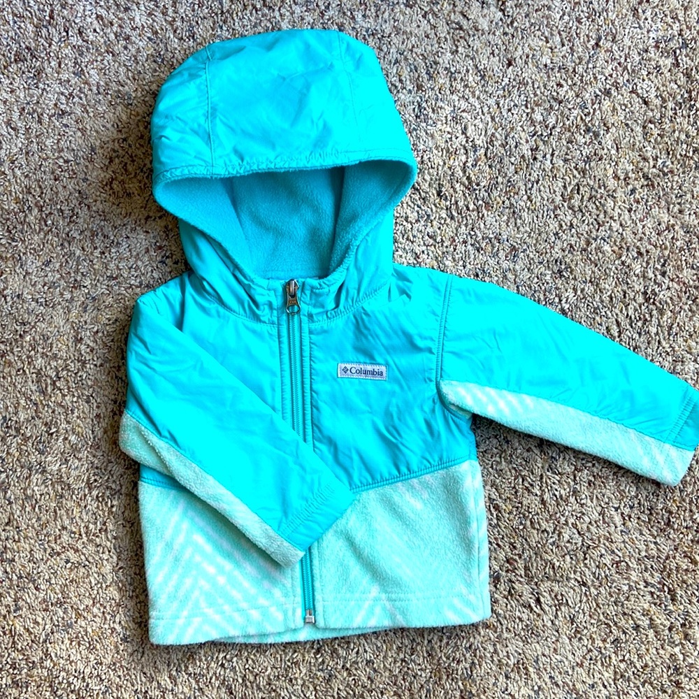 Baby girl Columbia fleece jacket with hood. Barely worn!